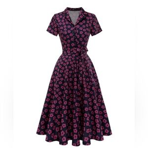 Women's Vintage Tea Dress, Short Sleeve Dress